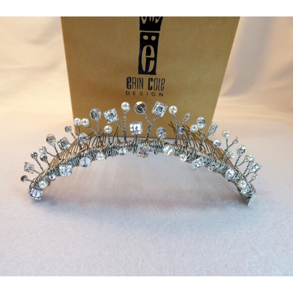 ERIN COLE  SWAROVSKI CRYSTAL-PEARL TIARA  WEDDING-BIRTHDAY GIRL CROWN main image 8